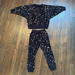 Chaser girls matching set - black with rose gold foil splatters